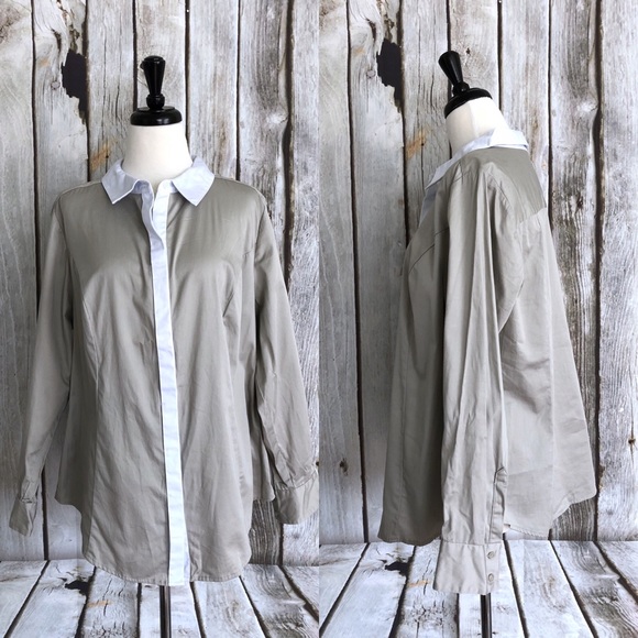 Lane Bryant Placket Front Collared Button Up Shirt - Picture 1 of 3